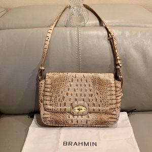 Brahmin Champagne Gold Leather Shimmer Purse